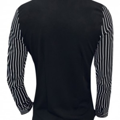 SKLS009 Custom Slim Striped Long Sleeve Shirt Men's Fake Two Piece Shirt Manufacturer side view